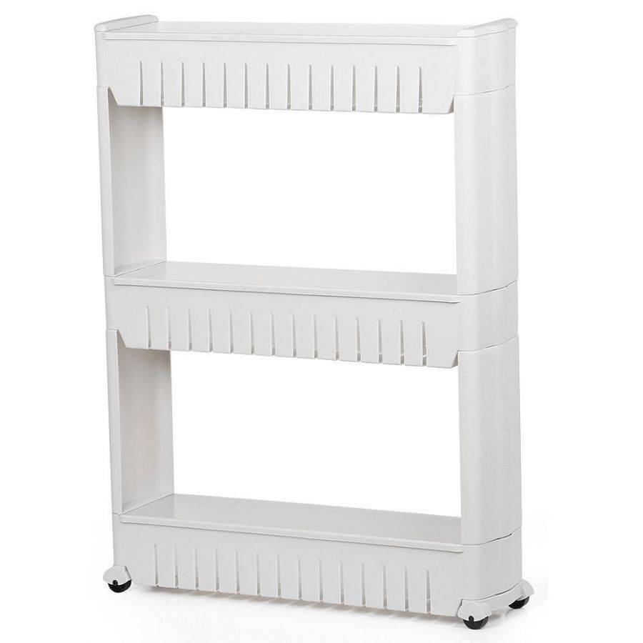 Yaheetech 3 Tier Mobile Shelving Unit Slim Slide Out Storage Tower