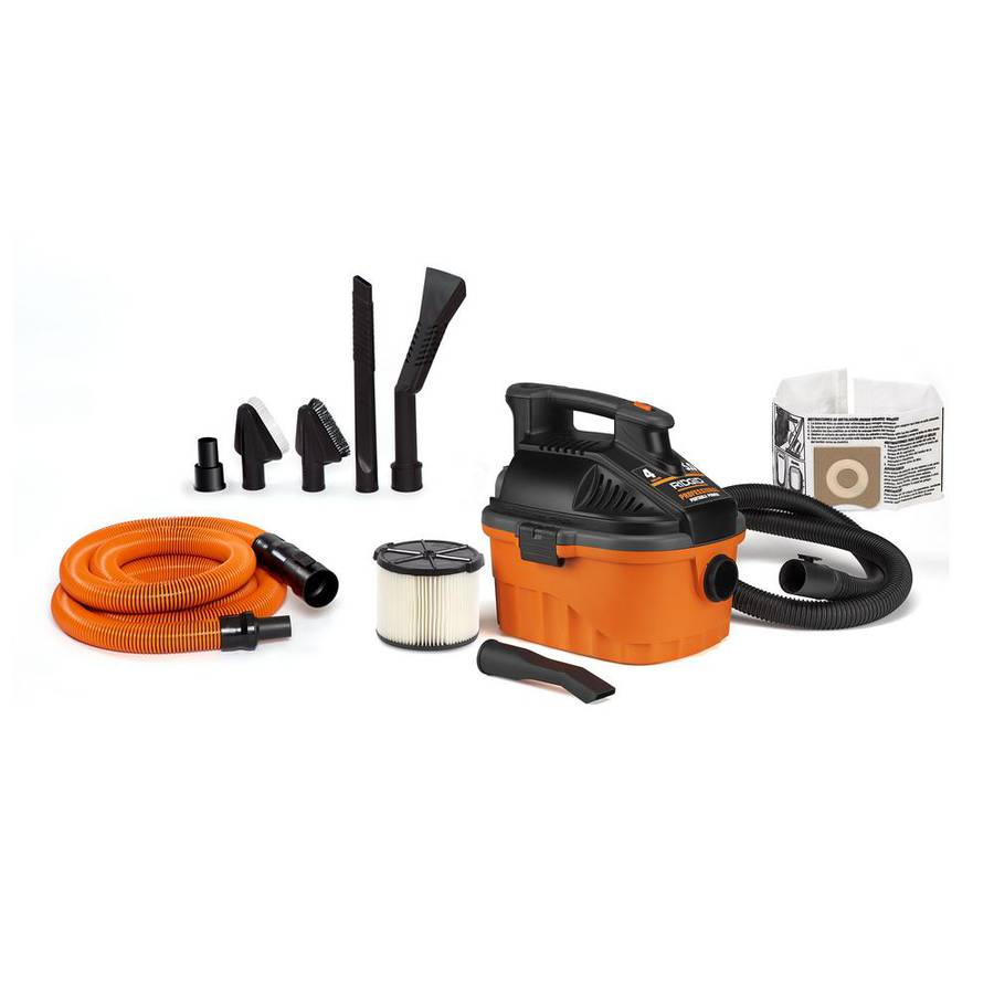 RIDGID Wet/Dry Shop Vac 4-Gal. 5.0-Peak HP w/ Accessories Kit + Car Cleaning  Kit