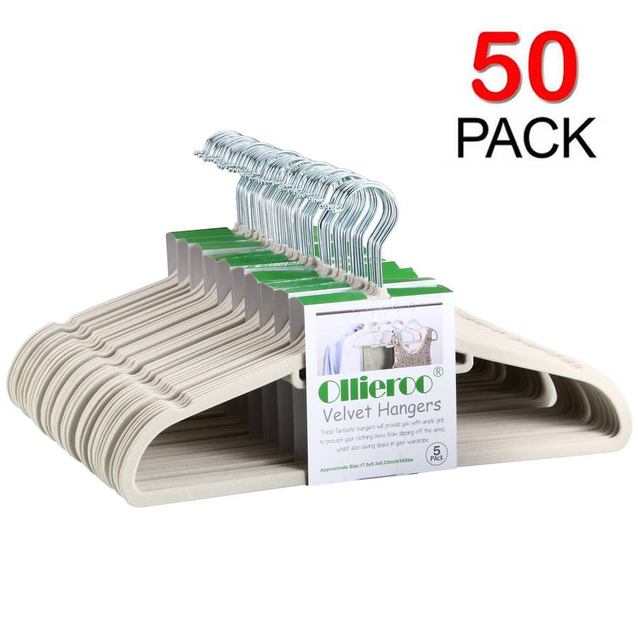 Ollieroo Premium Velvet Hangers,50 Pack Clothing Hangers,Non-Slip