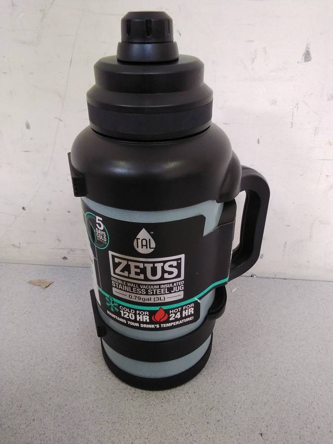 TAL Stainless Steel Zeus Water Bottle 3 Liter Black Double Wall Insulated