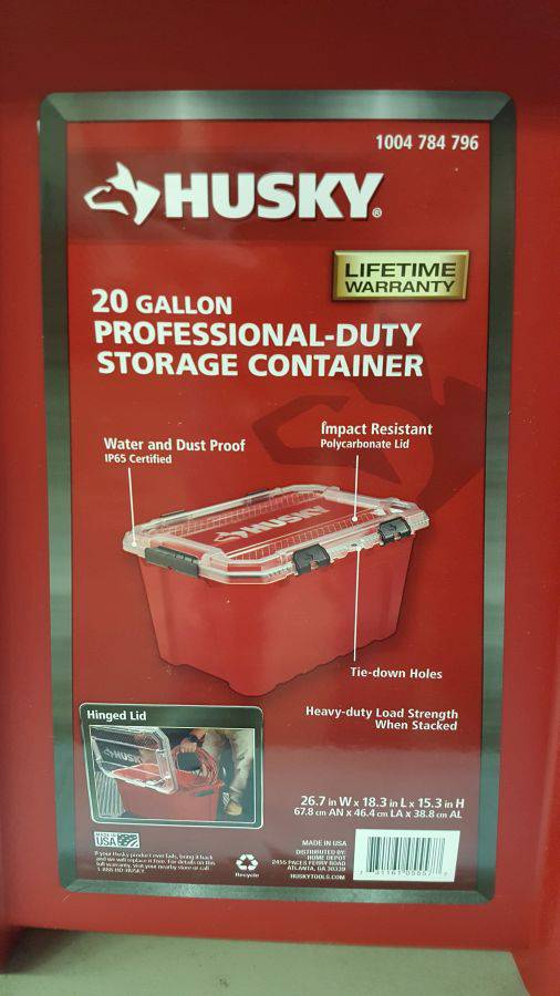 20-Gal. Professional Duty Waterproof Storage Container with Hinged