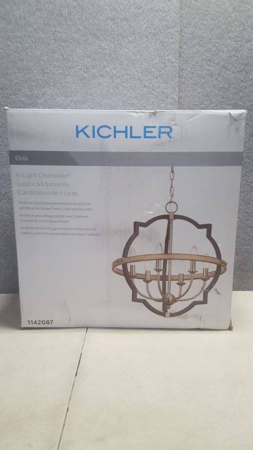 Kichler Elula 6-Light Anvil Iron and Distressed Antique Grey Farmhouse Chandelier Kichler Elula 6-Light Anvil Iron and Distressed Antique Grey Farmhouse Chandelier