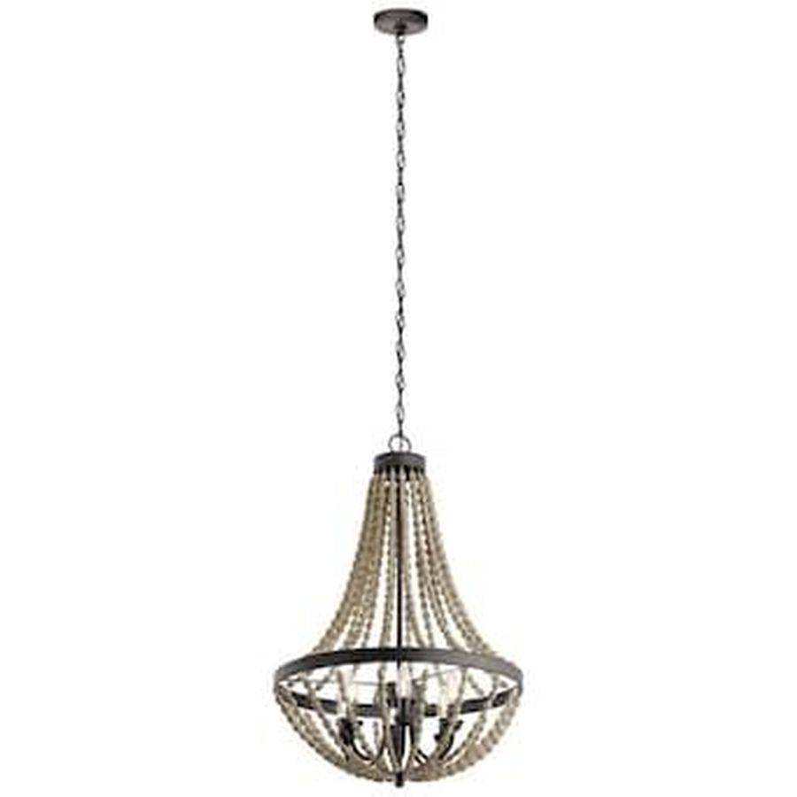 Kichler Coltyn 6-Light Anvil Iron Bohemian/Global Beaded Chandelier