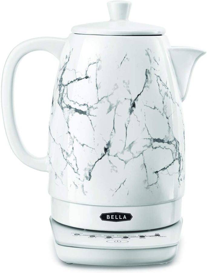 BELLA 1.8 Liter Temperature Control Electric Ceramic Kettle with Digital  Touch Interface, Automatic Shut Off & Detatchable Swivel Base, White Marble  Auction