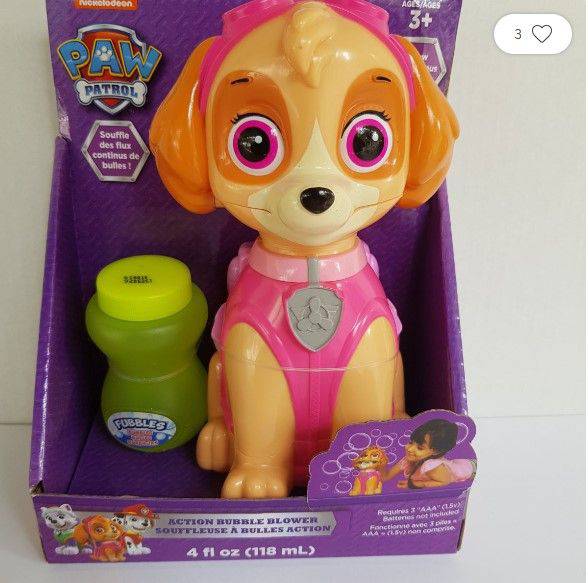 paw patrol bubble blower skye