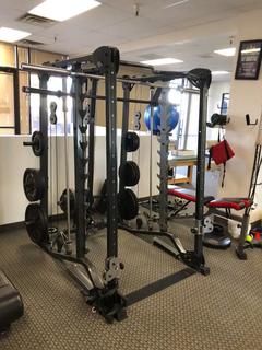 Fitness Gear Ultimate Smith Functional Trainer All in One Cage Squat Rack With Weights Plates Assisted Squat Pull Up Bar Cables New