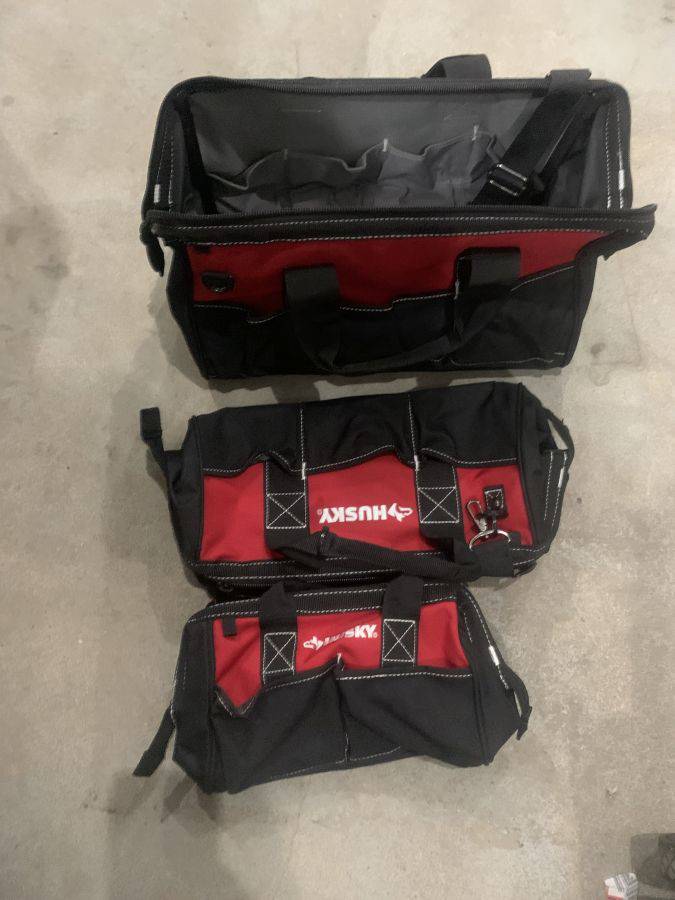Husky 18 in., 15 in. and 12 in. Tool Bag Combo in Red 
