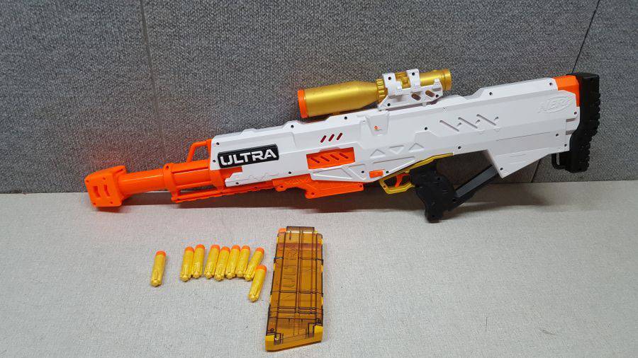 NERF Ultra Pharaoh Blaster with Premium Gold Accents, 10-Dart Clip, 10  Ultra Darts, Bolt Action, Compatible Only Ultra Darts