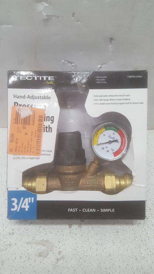 Tectite 3/4 in. Bronze Double Union Push-To-Connect Water Pressure  Regulator with Gauge Auction