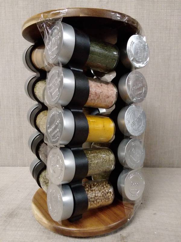 Olde Thompson Rotating Rack 20 Jar Embossed Revolving Spice Rack