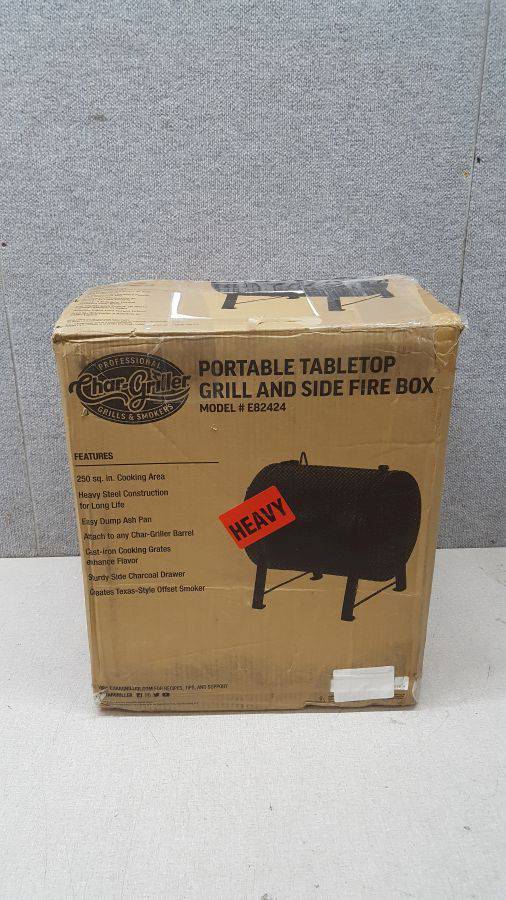 Char-Griller E82424 Side Fire Box Charcoal Grill Black