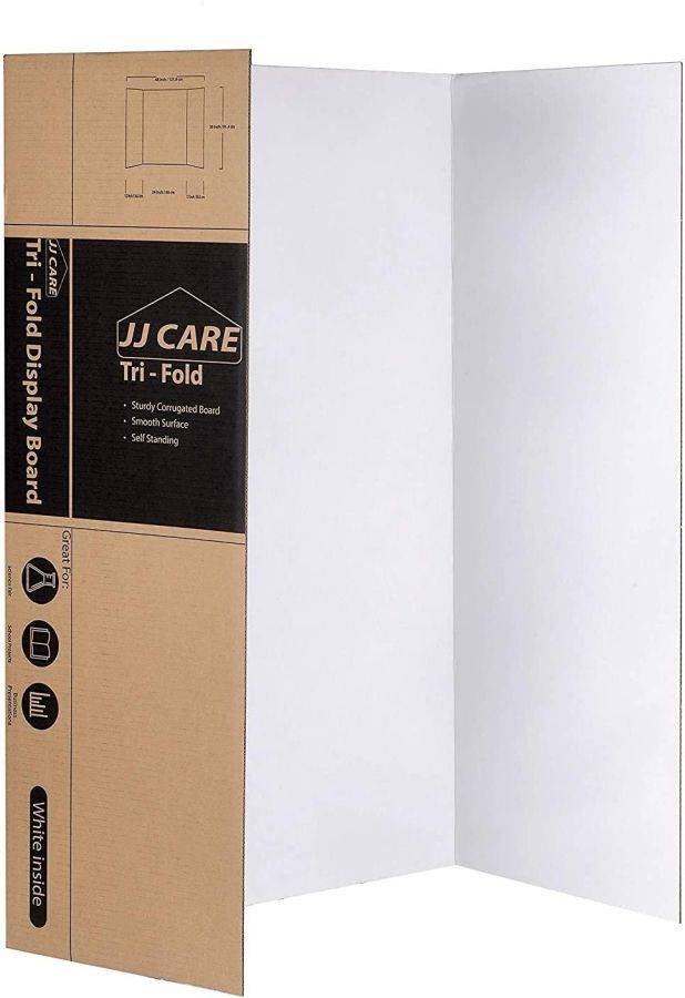 JJ CARE Heavy-Duty Trifold Poster Board 36 x 48 Trifold Presentation  Board [Pack of 4] Corrugated Cardboard Panel - Trifold Board for Art  Projects and Science Fair Board Auction