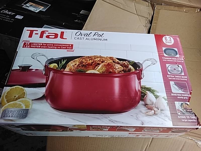 T-fal Oval Covered 6.3qt Cast Aluminum Pot Red Dishwasher Oven Safe Kitchen  Cook