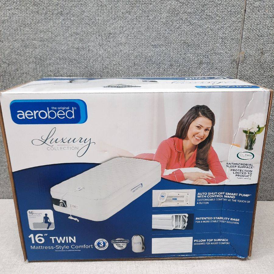 Aerobed Luxury Pillow Top 16 Tall Air Mattress with Built In 120V AC Electric Pump Twin Auction Auction Synergy