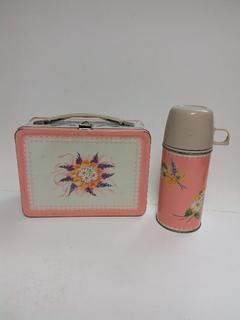 AMERICANA Metal Lunch Box and Thermos 1958 American Thermos lunchbox  vintage USA