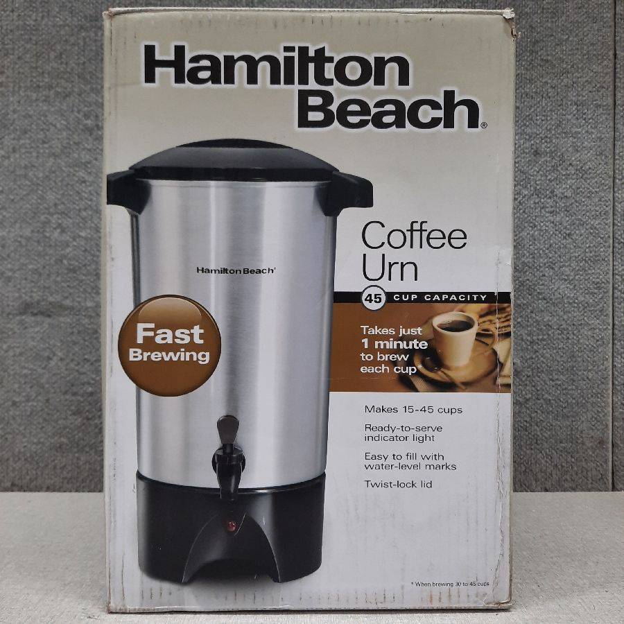 Hamilton Beach 45 Cup Coffee Urn and Hot Beverage Dispenser, Silver Auction