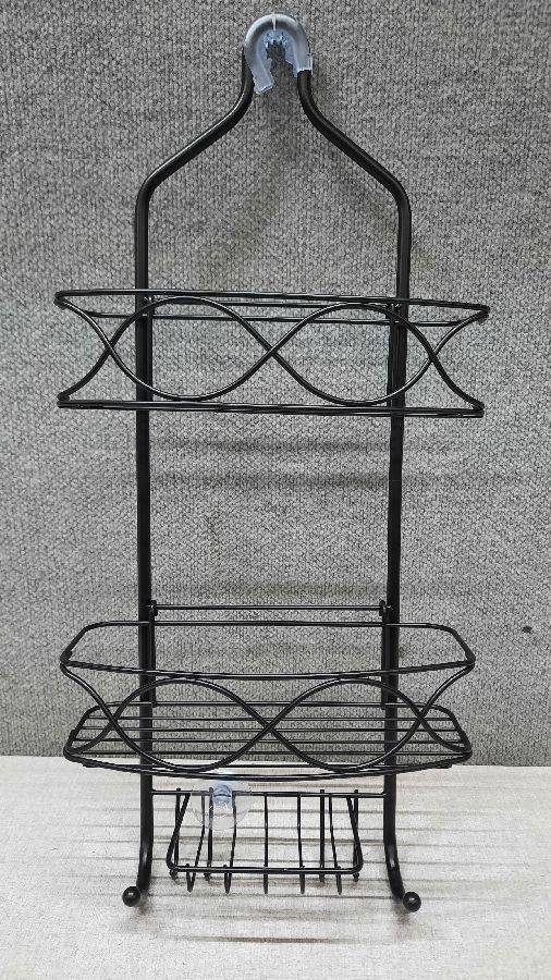 Shower Caddy over Shower Head, Aluminum Rustproof Shower Caddy with 3 Shelf  and 2 Hooks, Strong Suction Cups, Extra Wide Shower Organizer for Shampoo,  Conditioner and Soap,Black Auction