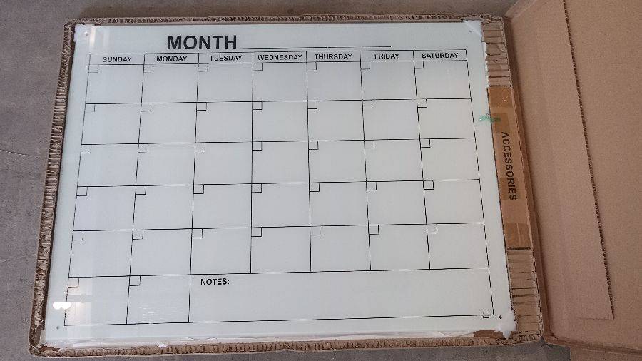 Glass Whiteboard Calendar Monthly Planner White Board Calendar Dry Erase  Board 34 Auction | Auction Synergy