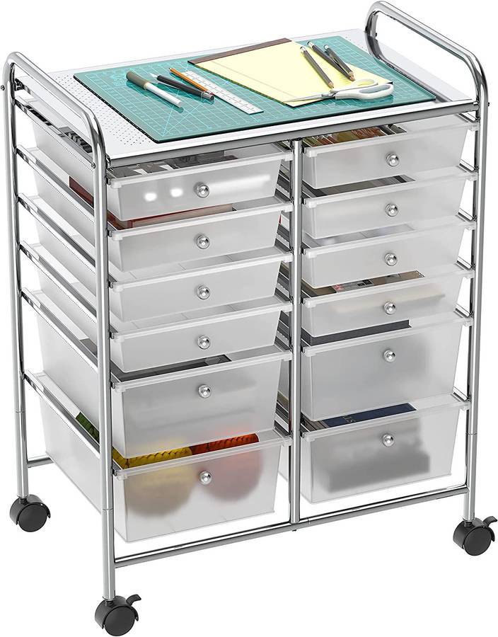 Simplehouseware Utility Cart with 12 Drawers Rolling Storage Art Craft Organizer on Wheels