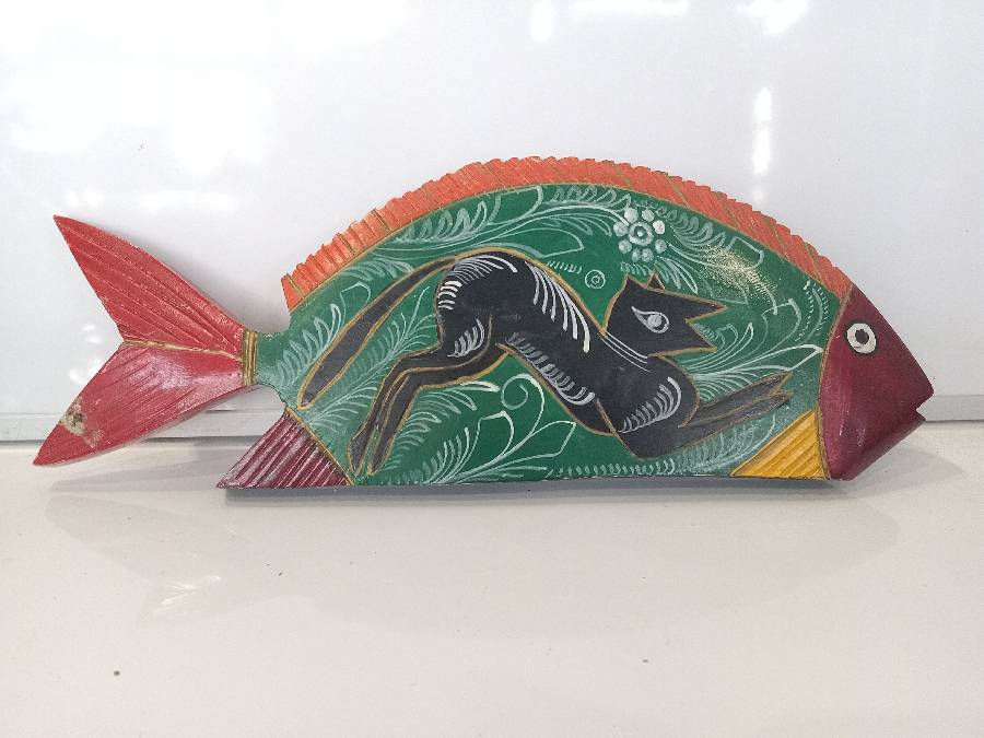 Vintage Mexican Folk Art Wood Carved Fish Colorful Painted Designs Wall Art  248 Auction