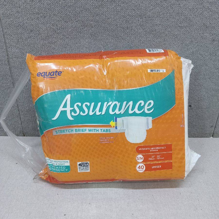 Assurance Stretch Briefs with Tabs, Ultimate Absorbency, Small/Medium, 40  count (UNISEX)