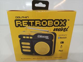 Dolphin Retrobox Mini Portable Bluetooth Speaker MP3 Player FM Radio Yellow