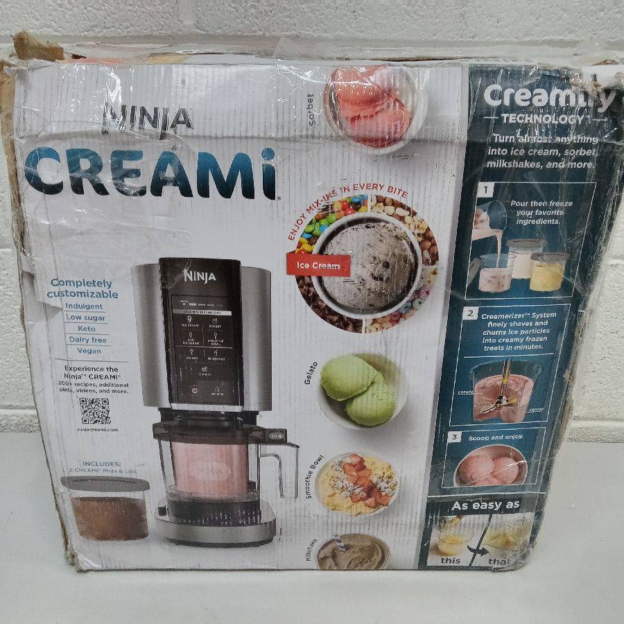 Ninja NC301 CREAMi Ice Cream Maker, for Gelato, Mix-ins, Milkshakes, Sorbet,  Smoothie Bowls & More, 7 One-Touch Programs, with (2) Pint Containers & Lids,  Compact Size, Perfect for Kids, Silver Auction