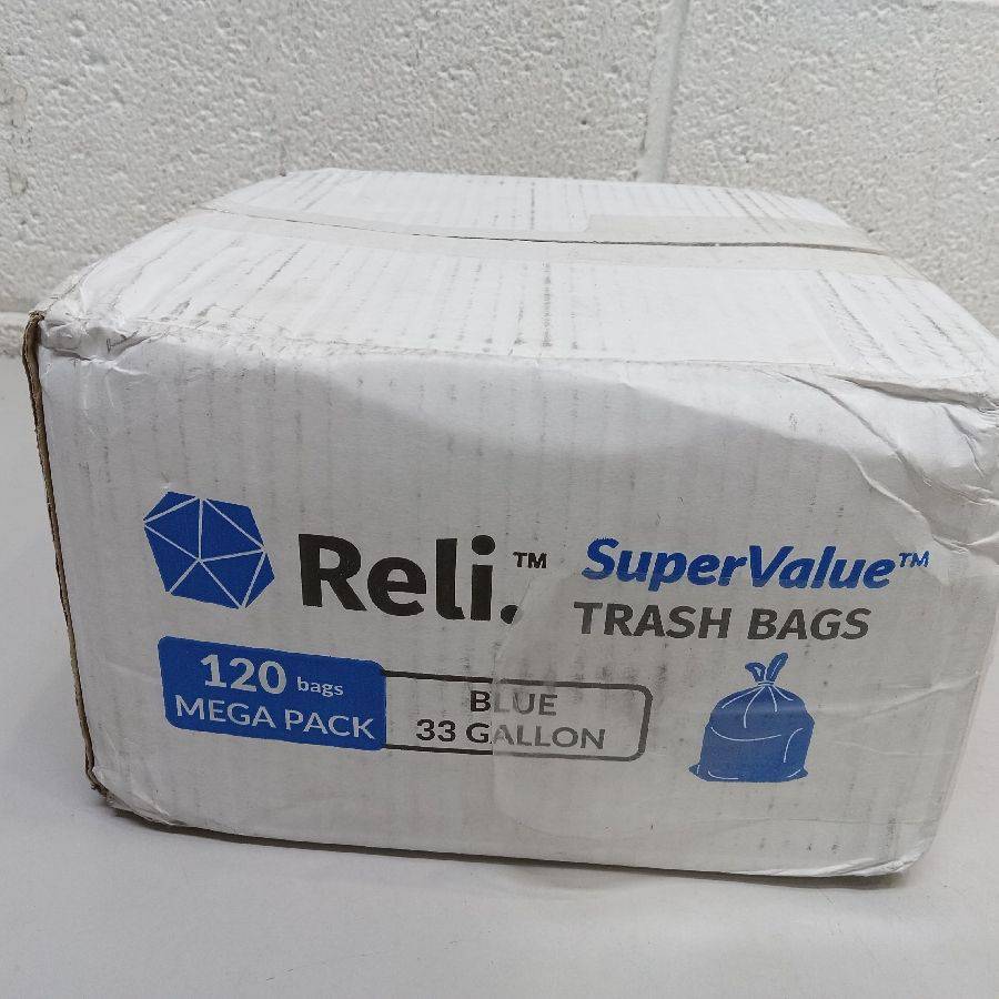 Reli. Supervalue 33 Gallon Recycling Bags (120 Count) Blue Trash Bags 30 Gallon - 33 Gallon Garbage Bags, Recycling Bags 33