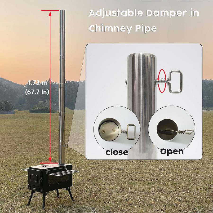 Camping Wood Stove Portable Firewood Stove Outdoor Tent Furnace