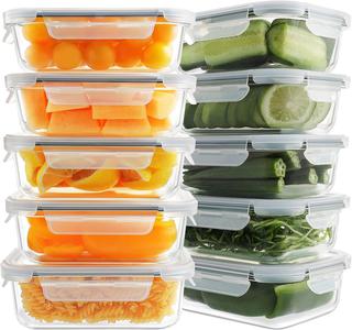 HOMBERKING 6 Pack Large Tupperware Food Container Glass Food Storage  Containers with Lids, [12 Piece] Glass Meal Prep Containers, Airtight Glass  Bento Boxes, Leak Proof (6 Lids & 6 Containers)(Square & Rectangle)