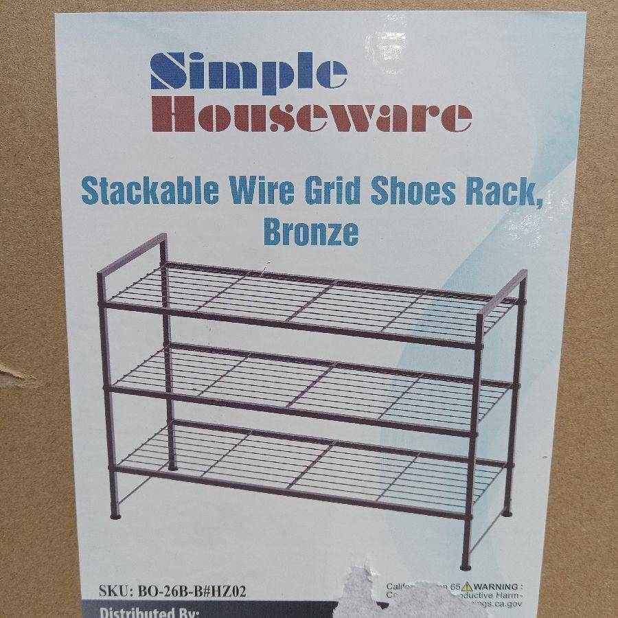 Simple Houseware 3-Tier Stackable Shoes Rack Storage Shelf, White