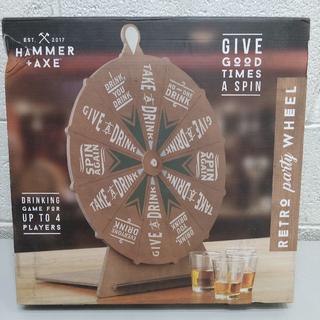 Hammer & Axe Vintage Drinking Wheel Game with 4 Shot Glasses