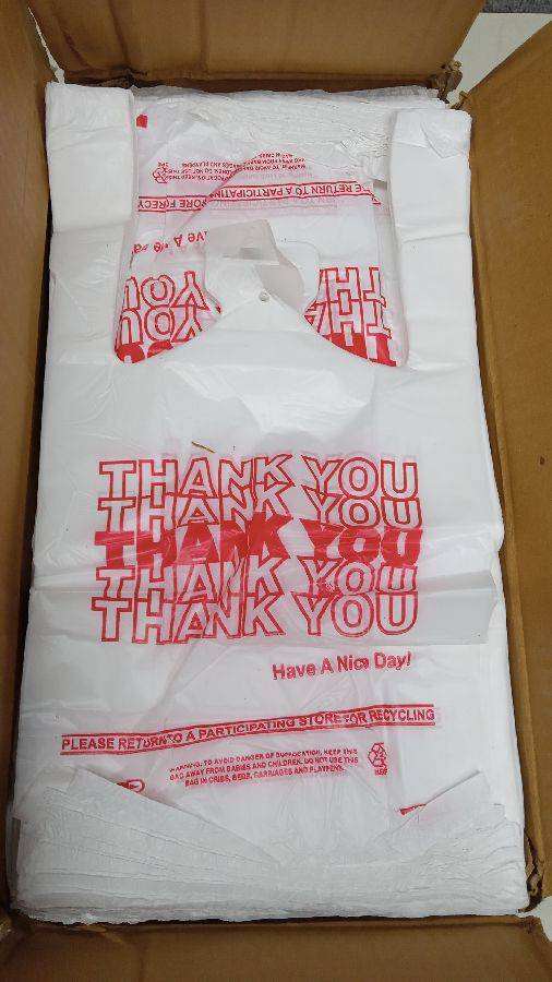 Thank You Bags - White Plastic T-Shirt Bag, 1000/Case