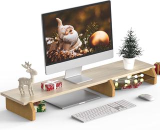 Fenge Dual Monitor Stand Riser for 2 Monitors, 42.5 Inch Desk Shelf with  Storage Organizer