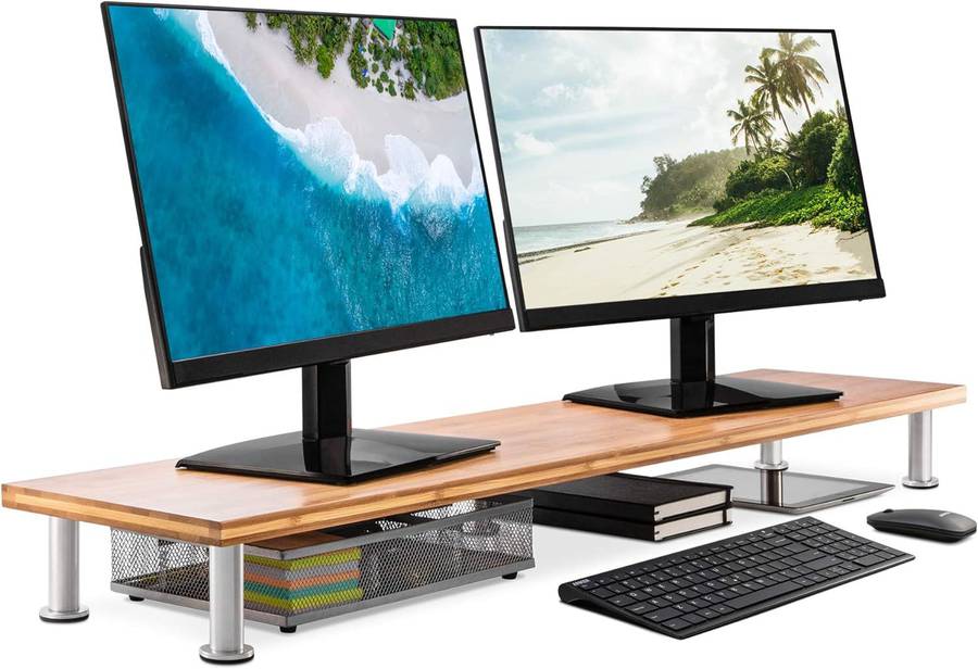 Desk Shelf - Dual Monitor Stand, Dual Monitor Riser