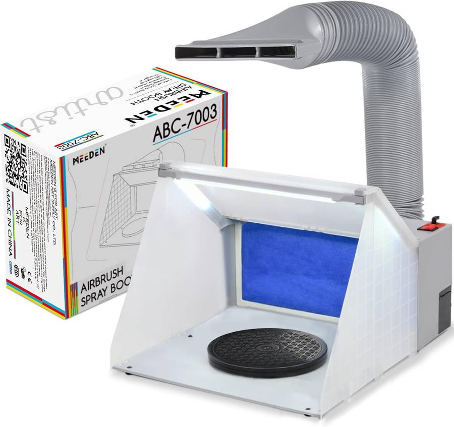 OPHIR Airbrush Paint Booth w Water Curtain Filter LED Light for