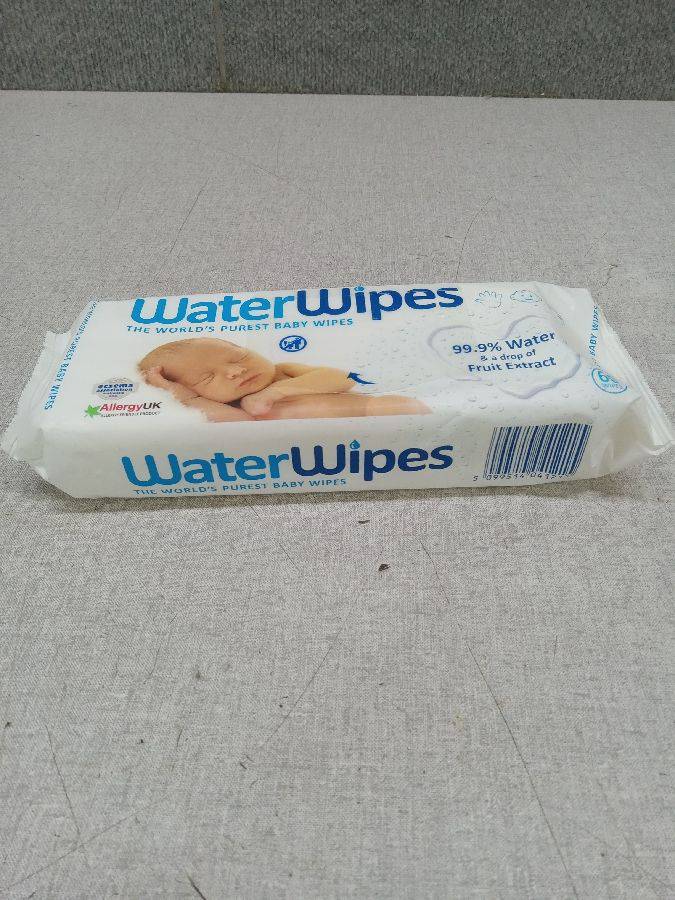 WaterWipes Plastic-Free Original Baby Wipes, 99.9% Water Based Wipes,  Unscented & Hypoallergenic for Sensitive Skinwipes 60 count. Auction