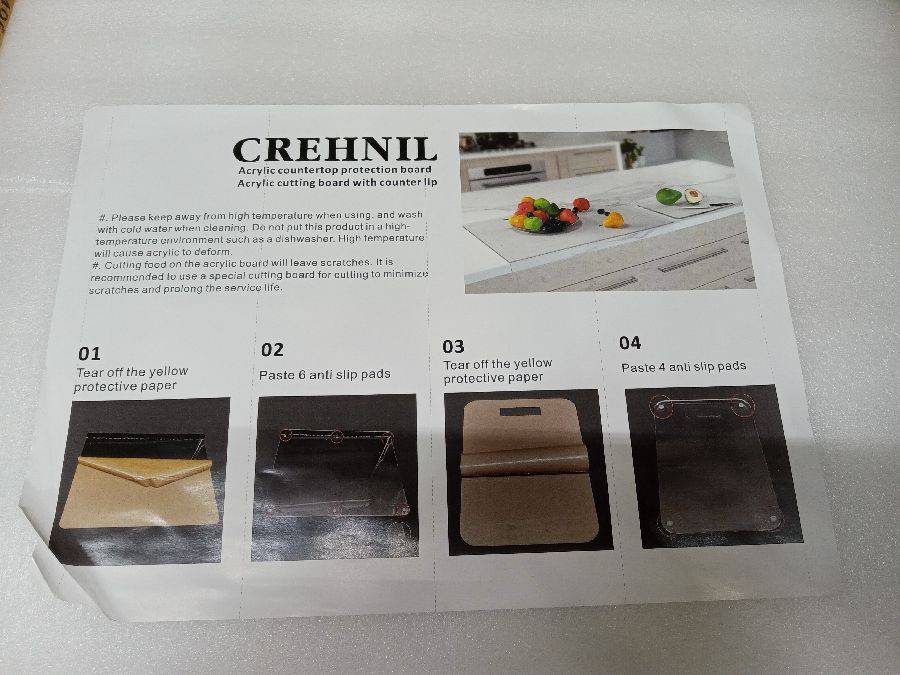 CREHNIL Clear Acrylic Cutting Boards For Kitchen Counter With Lip Large  Anti-Slip Transparent Quartz Countertop Protector 24x18
