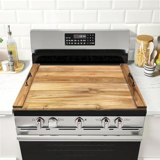 GASHELL Noodle Board Stove Cover with Handles for Electric Gas Stove Top  (Acacia Wood) Auction