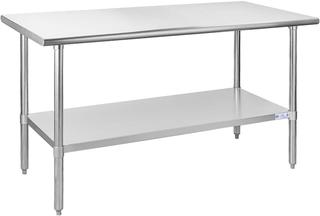 Hally Stainless Steel Table for Prep & Work 24 x 60 Inches, NSF Commercial  Heavy Duty Table with Undershelf and Galvanized Legs for Restaurant, Home