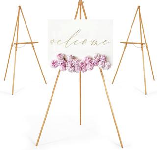 CHROME GOLD Easel . Large Metallic Wood Wedding Floor Stand Display  Lightweight Signs up to 30 X 40in Foam Board Canvas Wood & Acrylic Signs 