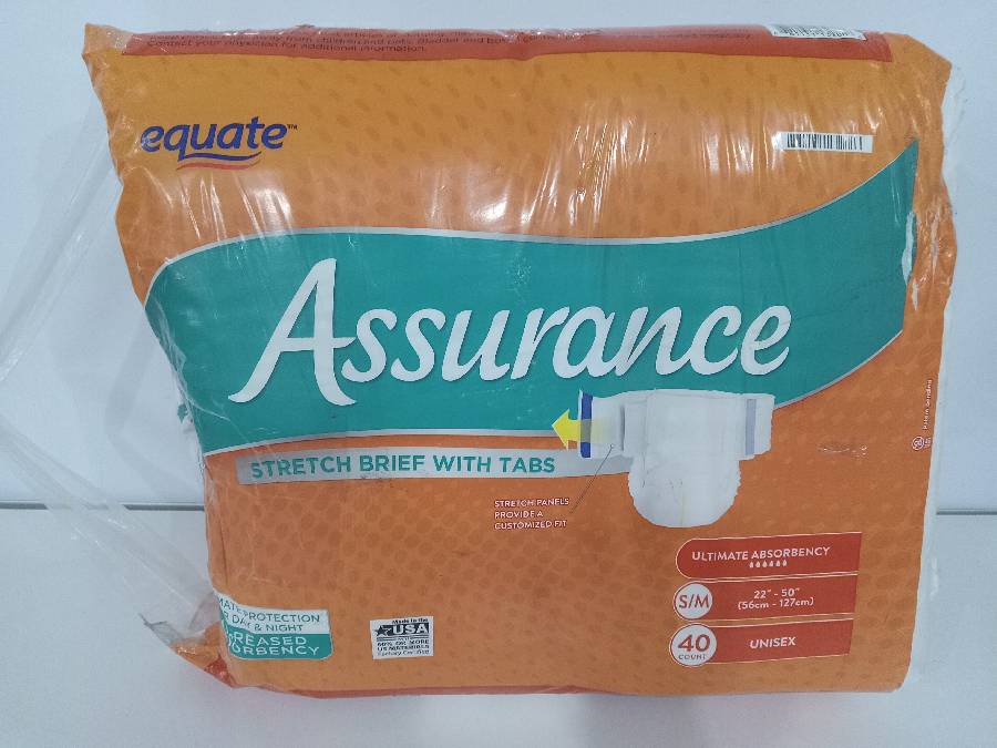 Equate Assurance Stretch Brief with Tabs Size S/M 40pc Unisex