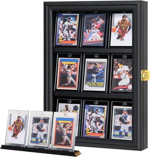 VERANI Baseball Card Display Case - 36 Graded Sports Card Display Frame -  Holds Sport Cards with UV Protection Clear View Lockable Wall Cabinet for  Football Basketball Hockey Trading Card Large Black