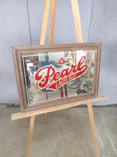 Vintage Rare Pearl Lager Beer Mirror Sign 21 x 15 2A Auction