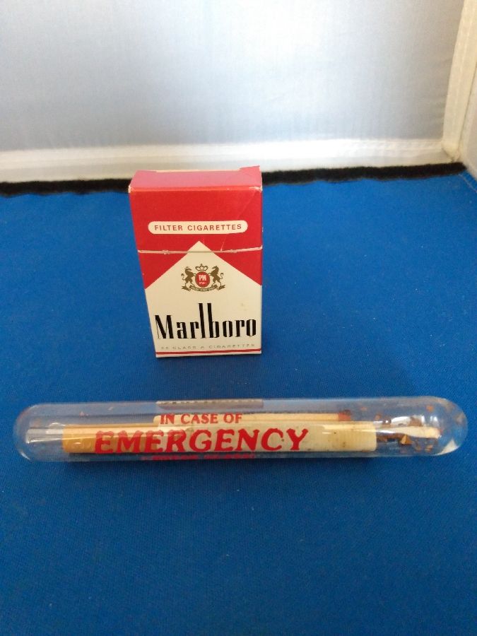 break glass in case of emergency cigarette Marlboro Break Glass In Case Of Emergency Cigarette & Matches Auction