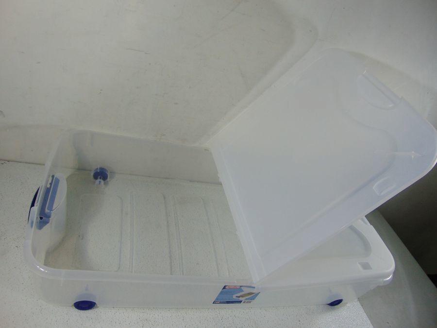 Sterilite 66 Qt Ultra Storage Box, Stadium Blue Auction