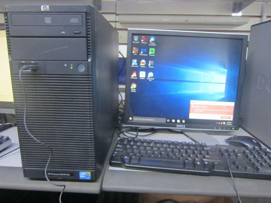 Complete Computer Set Hp Proliant Ml110 G6 Windows 10 Pro Intel Xeon Cpu X3430 E2 40 Ghz 2 39 Ghz 4 0 Gb 64 Bit Keyboard And Mouse 19 Monitor80 Gb Hd Auction Auction Tucson