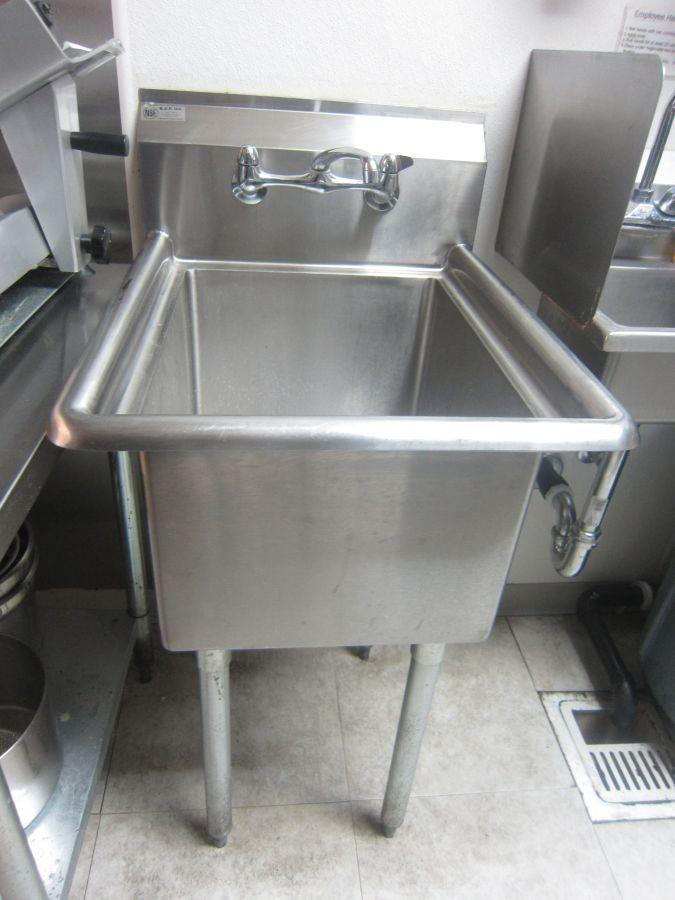 Stainless Steel Single Bay Restaurant Sink With Faucet Nsf