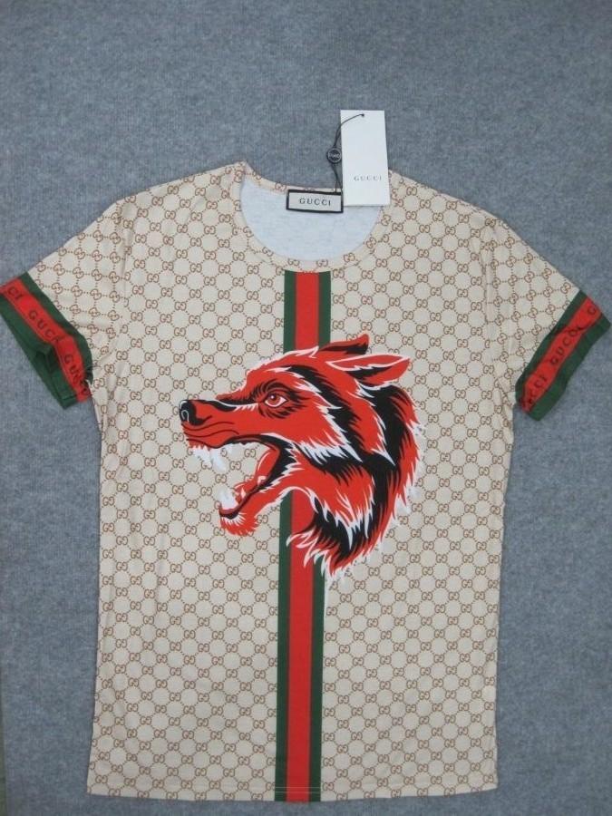 Men's Gold Colored Gucci T-Shirt With Wolf, Size XXL. Auction | Auction  Synergy