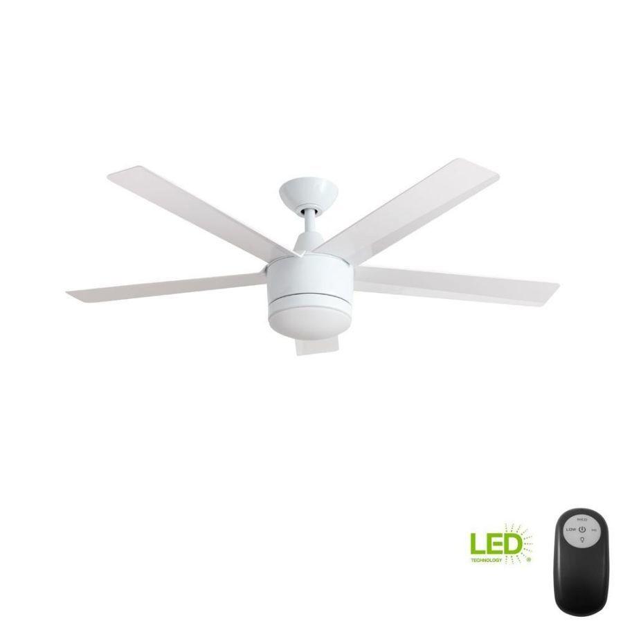 Merwry 52 In Integrated Led Indoor White Ceiling Fan With Light Kit And Remote Control